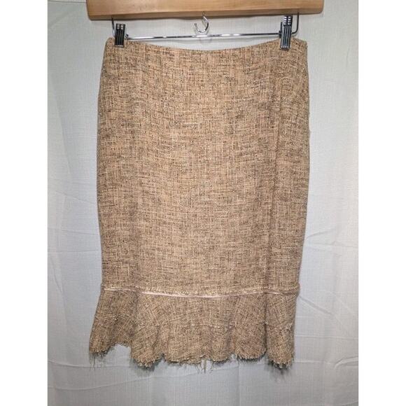 Anne Klein Women's Tweed Pencil Skirt Sz 4 Beige Cream Career Neutral Elevated - Picture 1 of 6